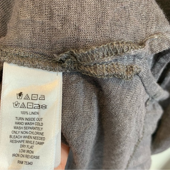 Cynthia Rowley sz M Dark Grey 100% Linen Open Hooded Cardigan Tunic Sweater - Picture 6 of 6